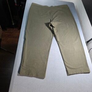 Pure Jill Slim Leg Cropped Pants Olive Green Pima Cotton Modal Stretch Large